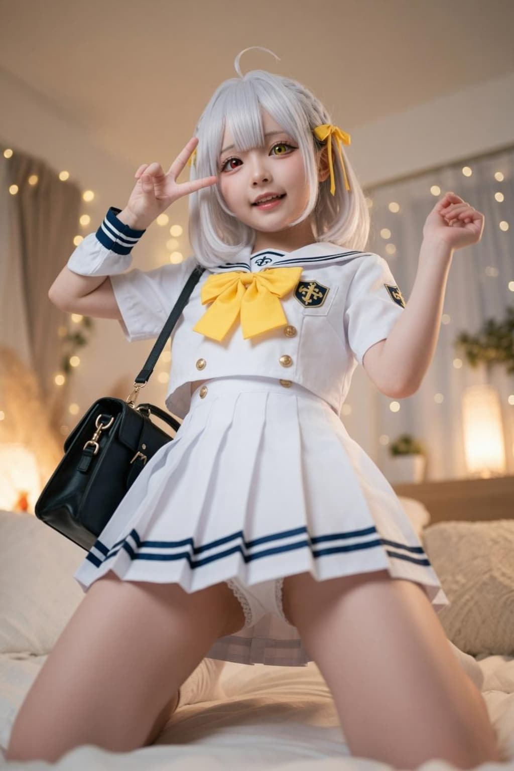 白制服少女　ふともも・パンチラ誘惑
