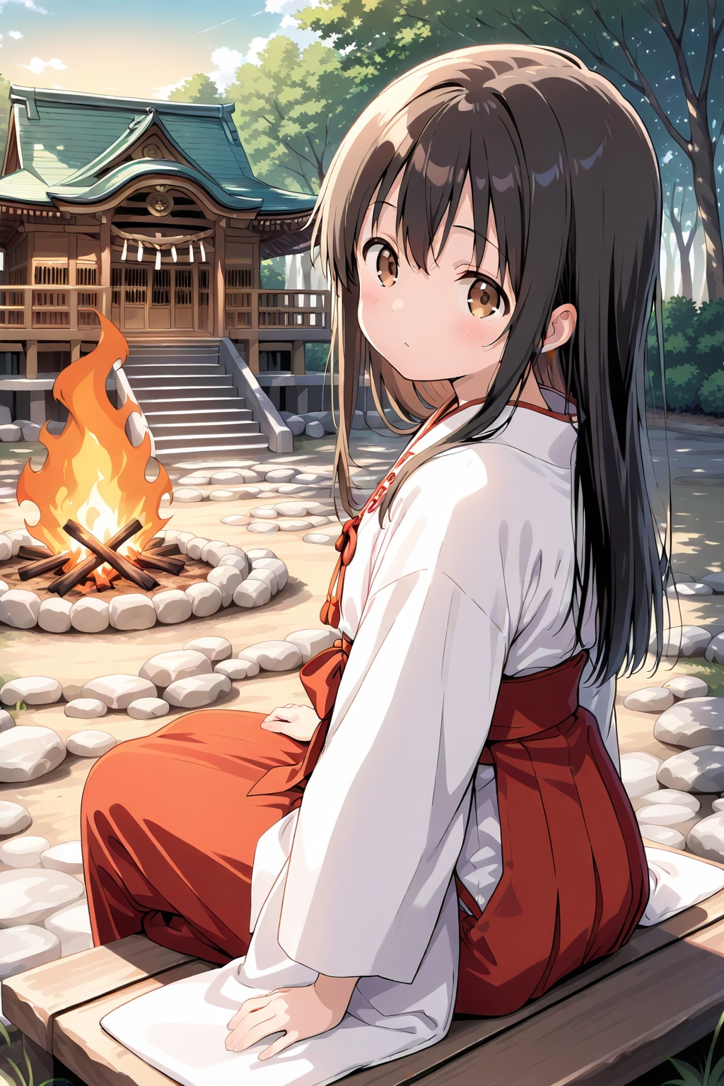 春休みだけど暇なのでキャンプファイヤーするさくらちゃん