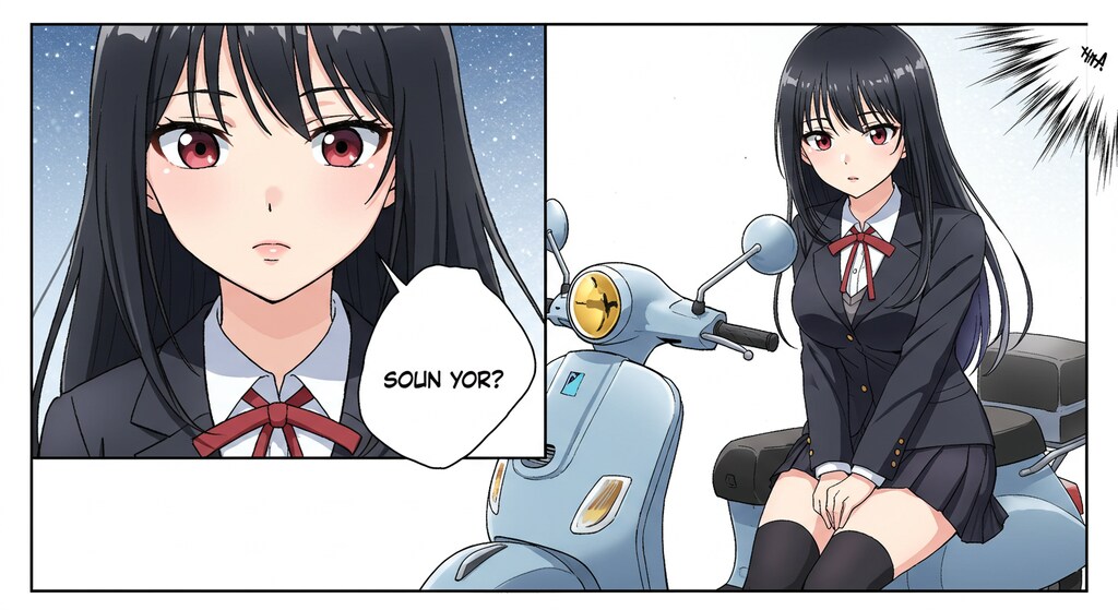 バイクに乗るリナちゃん_ImageFX