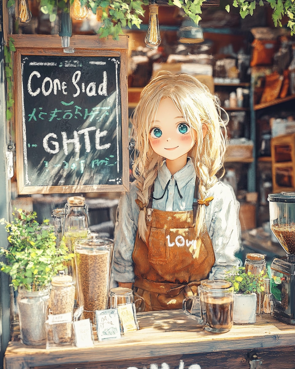 読めない看板とバリスタ | の人気AIイラスト・グラビア