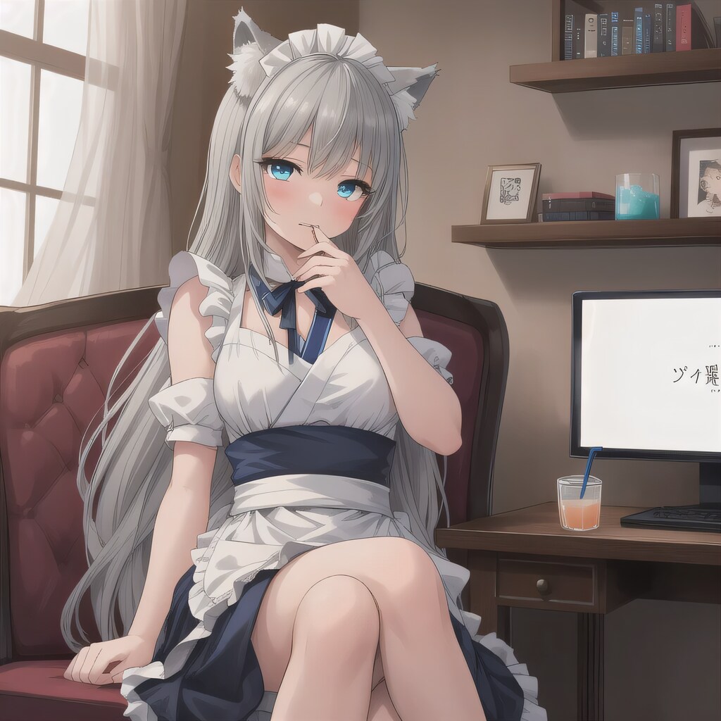 灰髪ロングで漫画喫茶の少女４