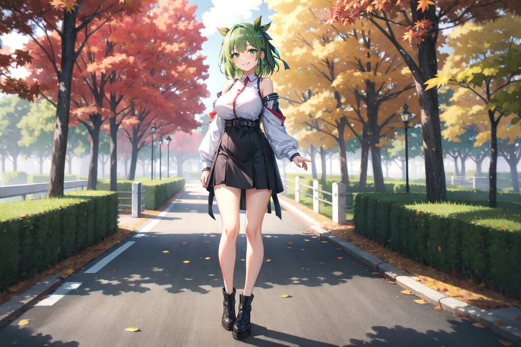 秋の道のちよるちゃん