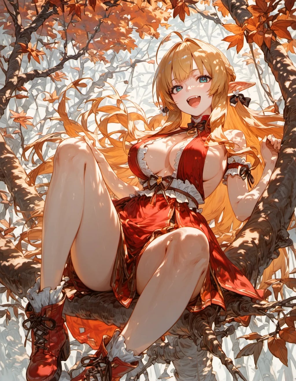 Scarlet Laughter on the Branches