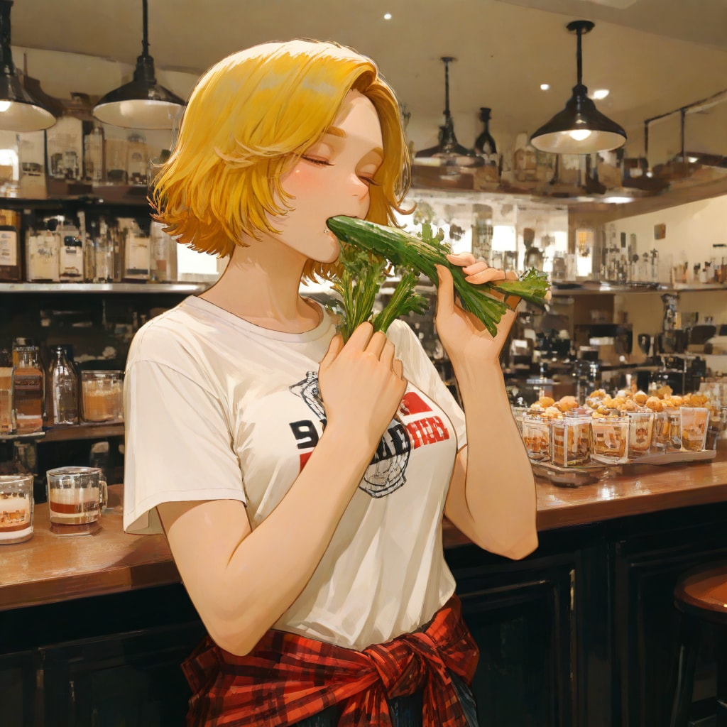 野菜を頬張るカート・コバーン好きの女