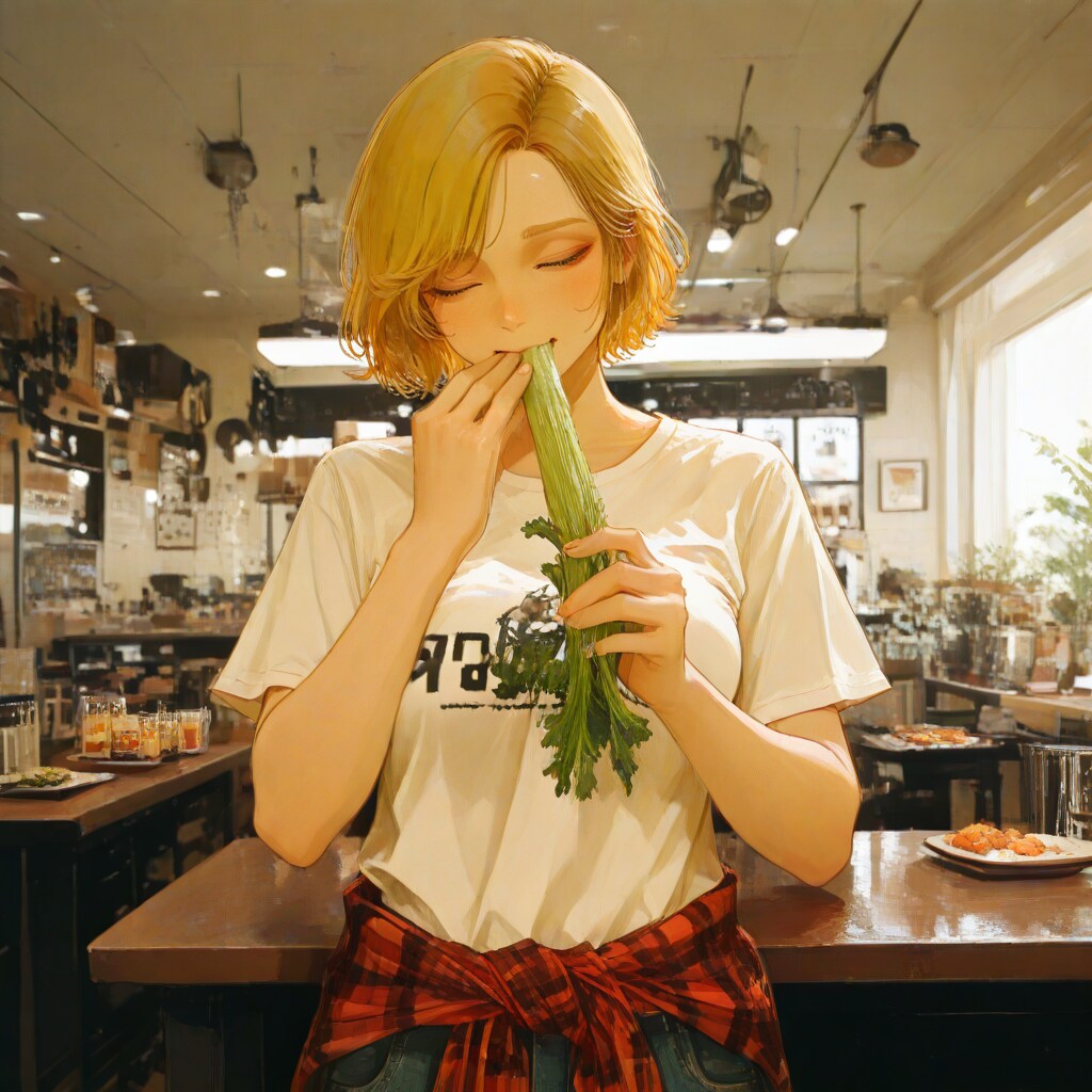 野菜を頬張るカート・コバーン好きの女