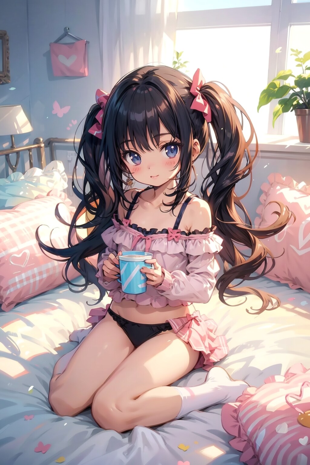 朝起きたらミルク飲むの。