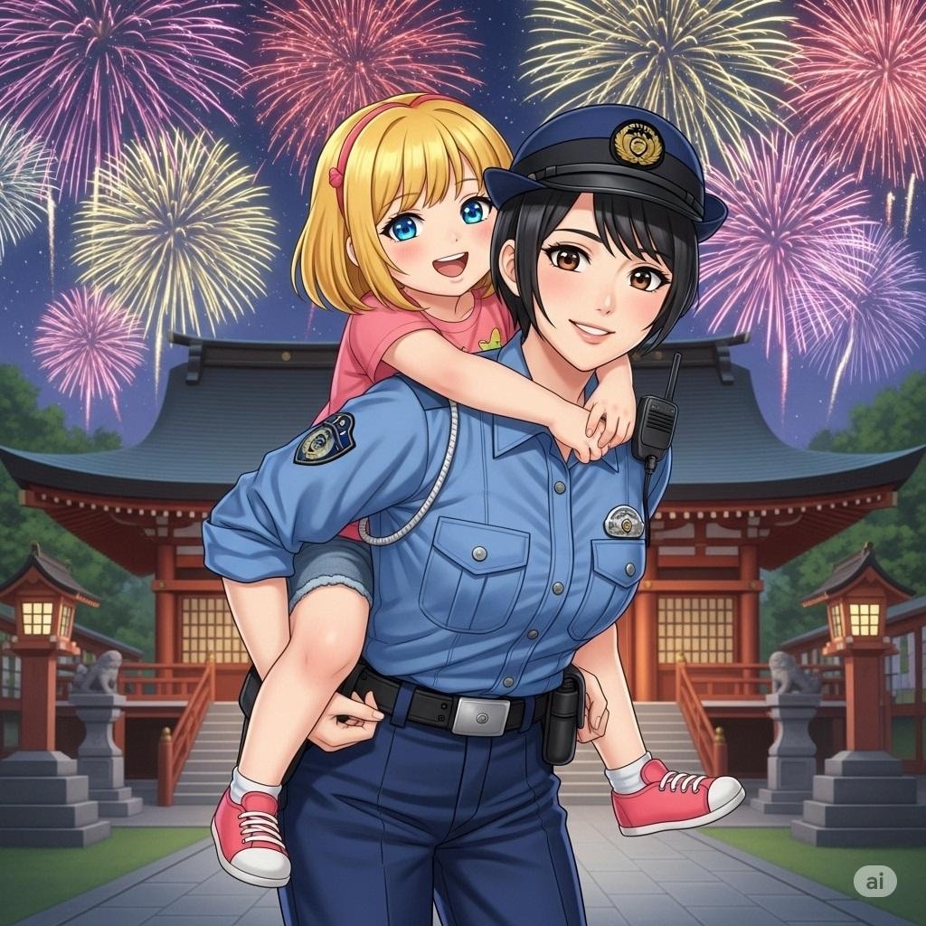 ちちぷいちゃんと女性警察官