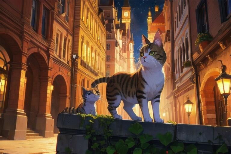 ファンタジーな街の猫
