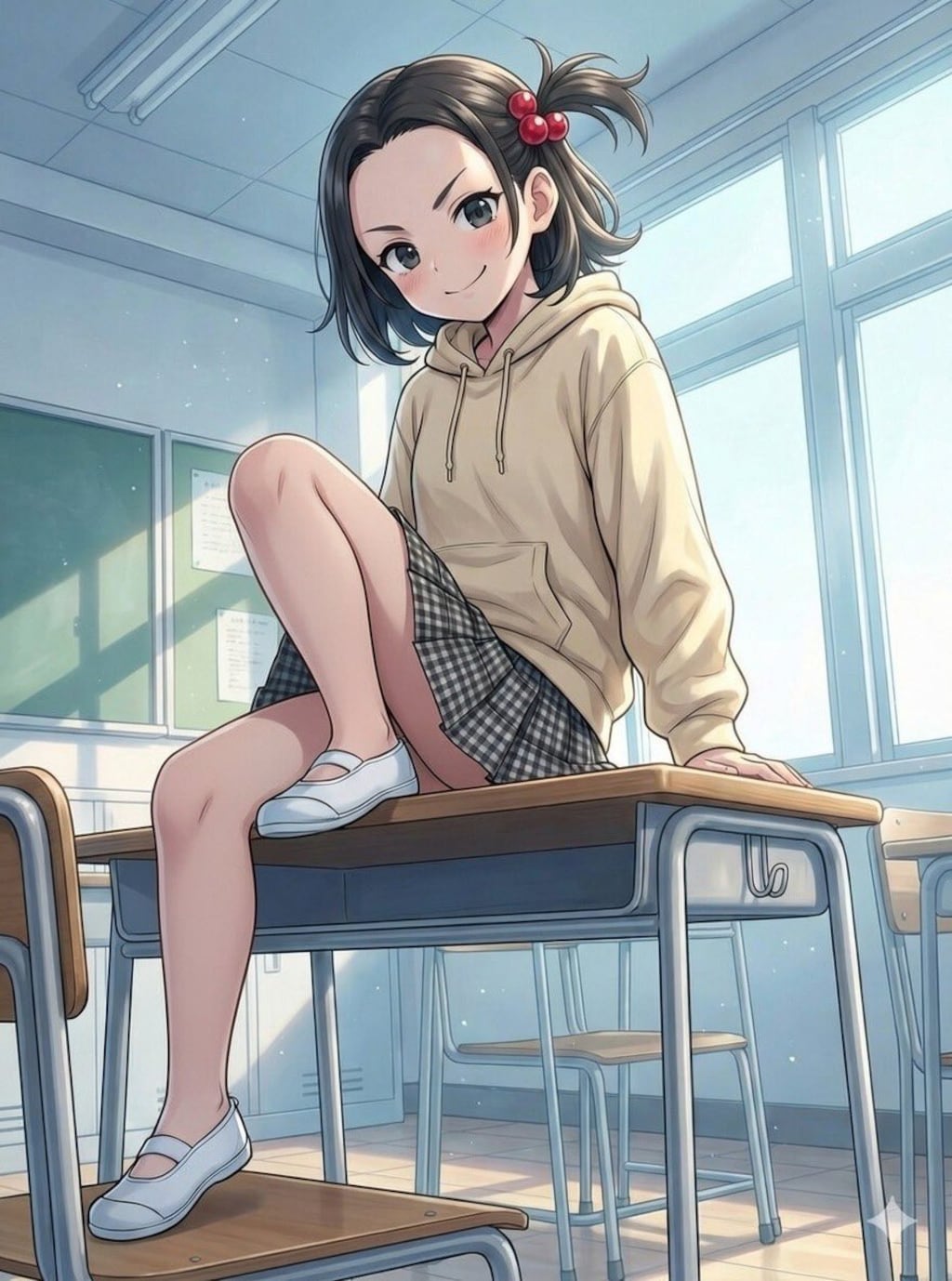 【ファンアート】机に座るチエちゃん