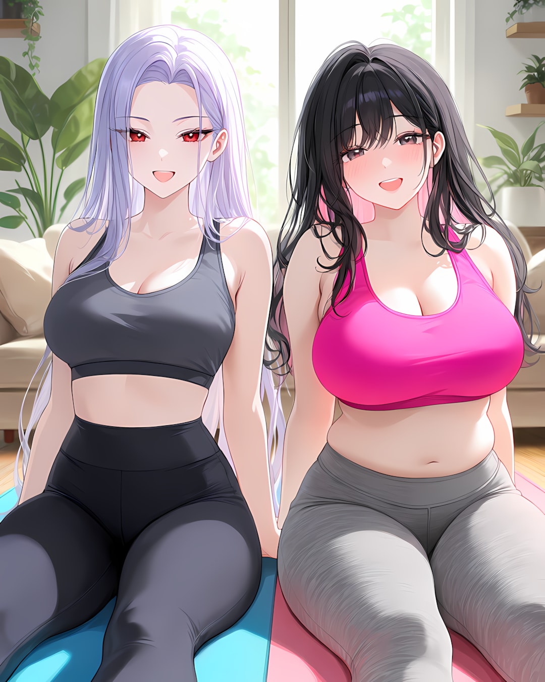 🧘‍♀️曇りの朝は部屋で…ミレナ＆リナの宅トレストレッチ💜