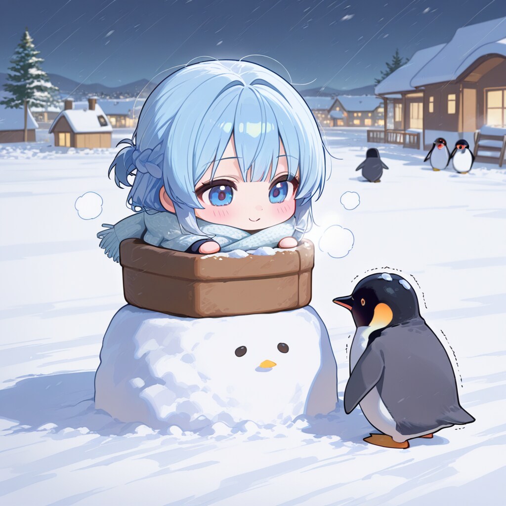 青髪ちゃんとペンギン