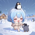 青髪ちゃんとペンギン 2枚目