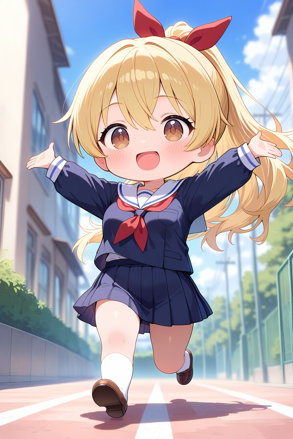 元気に走り回るちび金ポニテちゃん