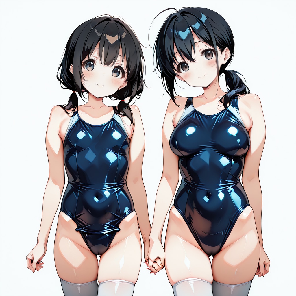 うちの子と競水ちゃん、黒髪ちゃんの記念撮影