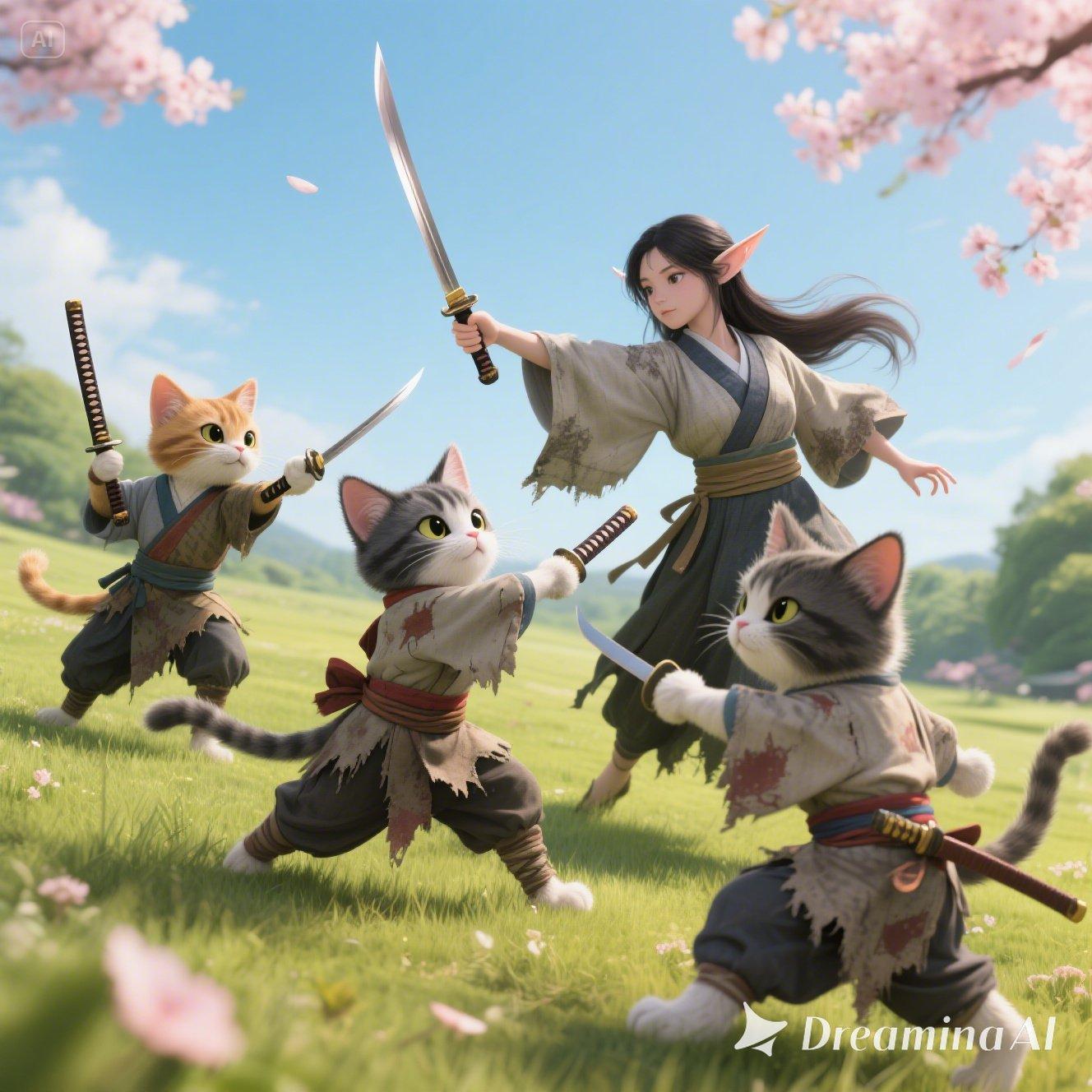 三匹の侍とエルフ浪人の決闘