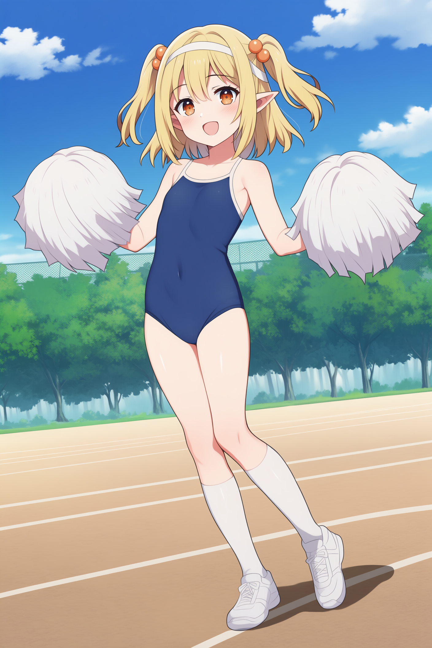 スク水に運動靴でチアダンスするエルフさん