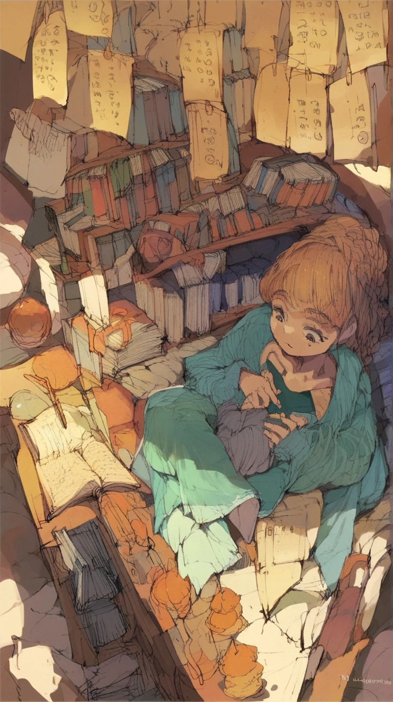 編み物をしながら店番中 | の人気AIイラスト・グラビア