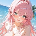 海とおっぱいと浮き輪 2枚目
