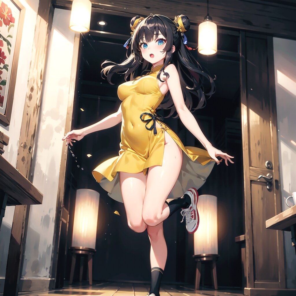 黄色いチャイナドレス