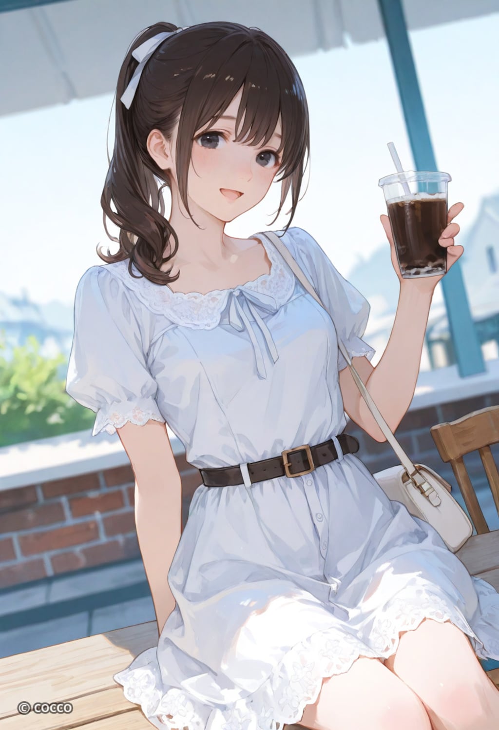 アイスコーヒーを片手に