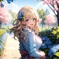 サクラとネモフィラと春色コーデで 2枚目