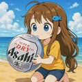 浜辺で膨らませている女の子 3枚目