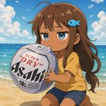 浜辺で膨らませている女の子 4枚目