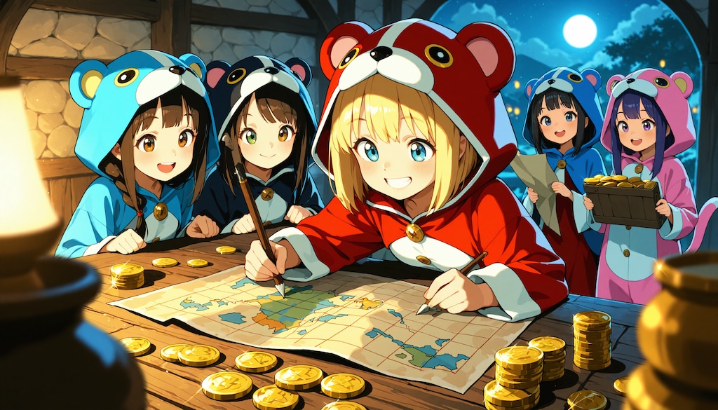 【All0407e】冒険者宿屋に泊まり、ベッドの上で今日の冒険の反省会（モデル: SDXL）