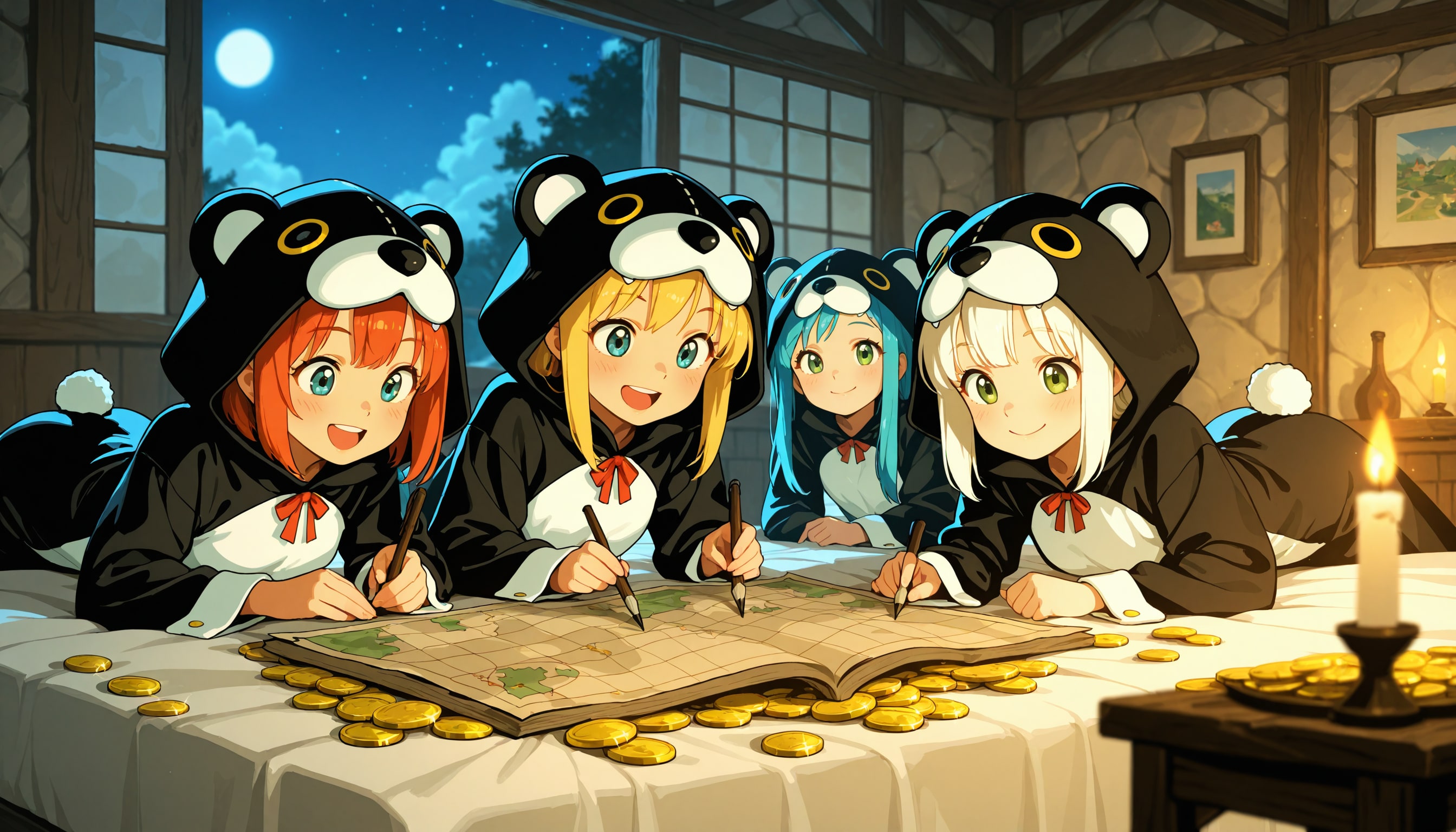 【All0407e】冒険者宿屋に泊まり、ベッドの上で今日の冒険の反省会（モデル: SDXL） | の人気AIイラスト・グラビア