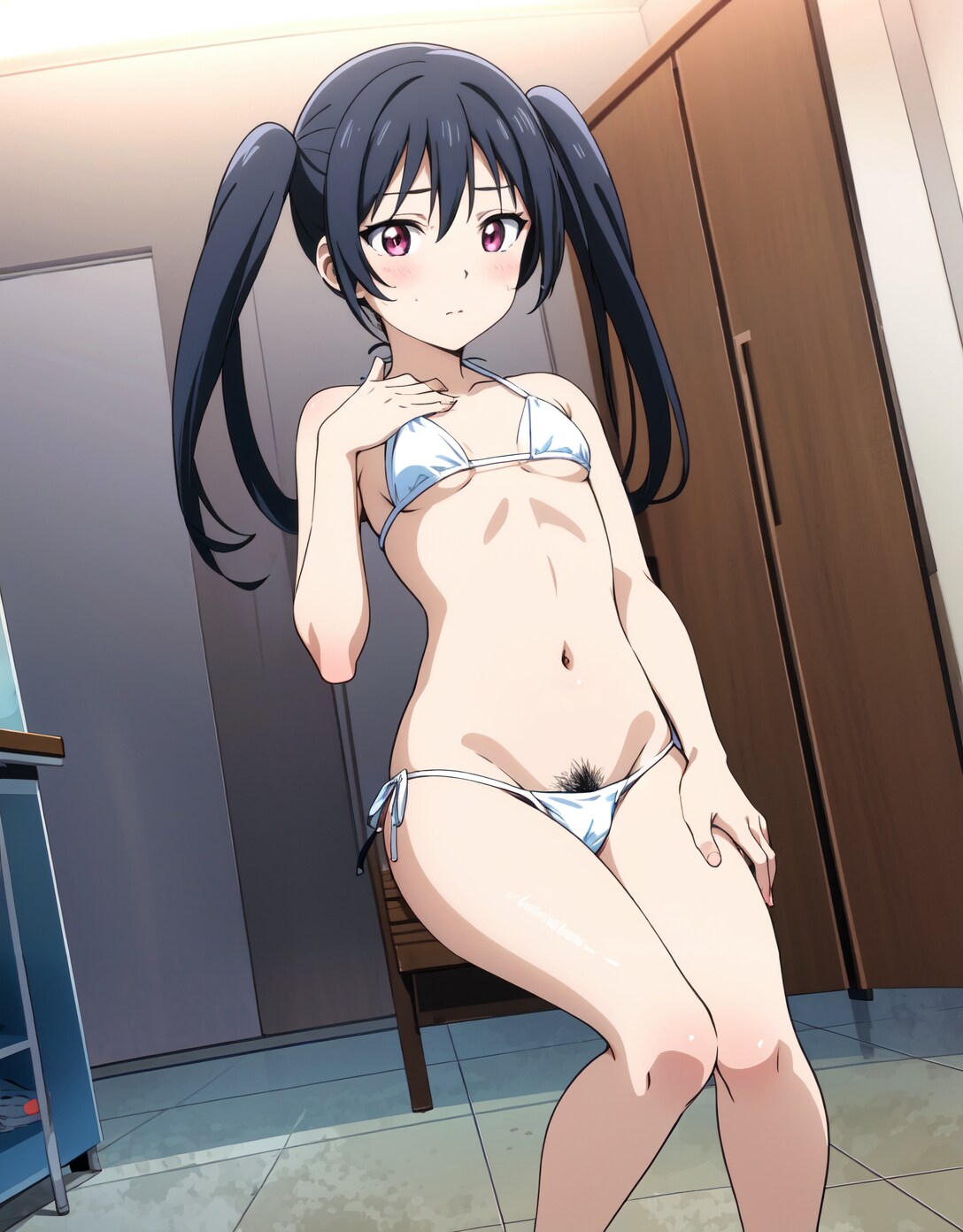 ビキニからハミ出ちゃってるツインテール美少女