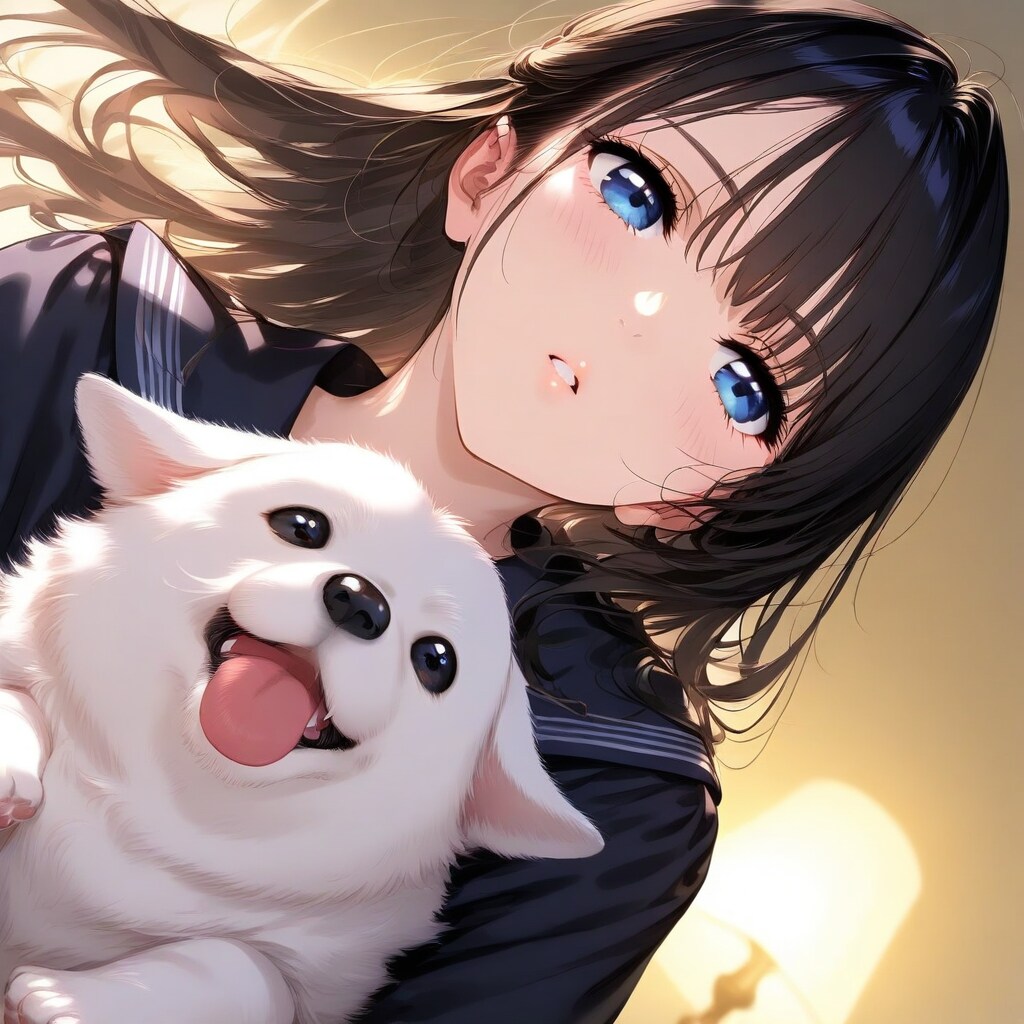 モフモフの子犬と彼女