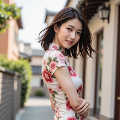 花柄のチャイナドレス