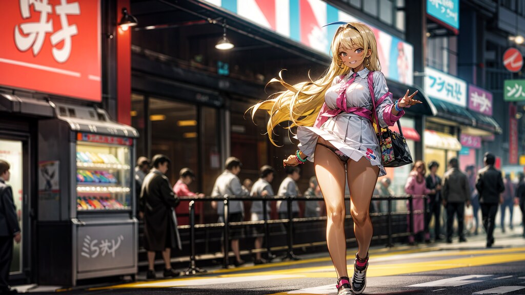 風が強い日の黒ギャル