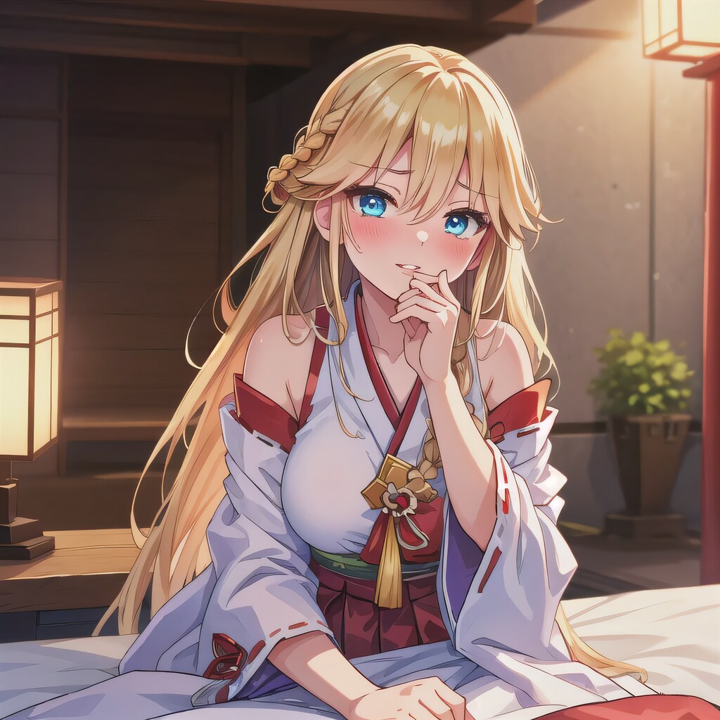 金髪ロングで巫女服の少女２