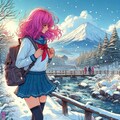 北海道らしき場所と女の子★(3枚) 2枚目