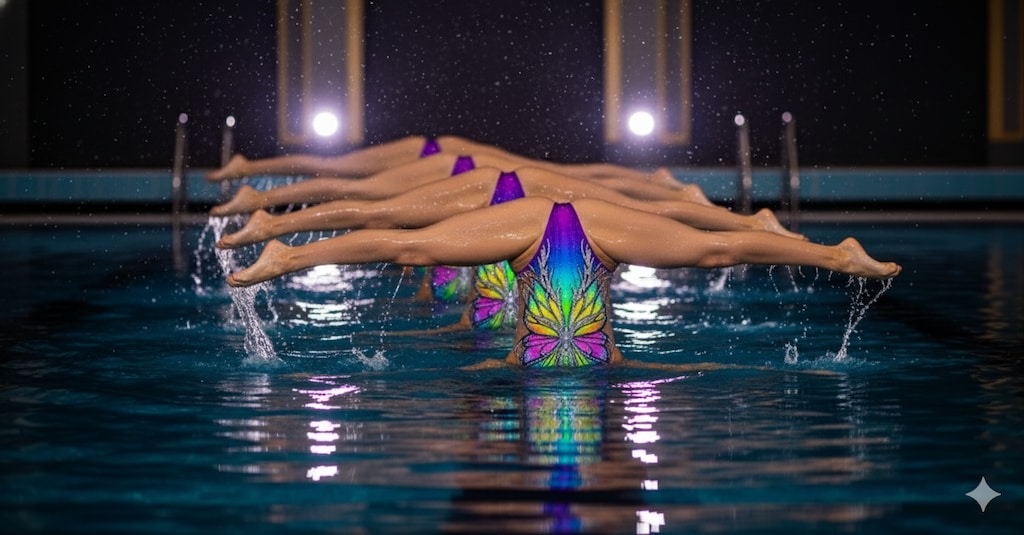 シンクロ　チームの大開脚①