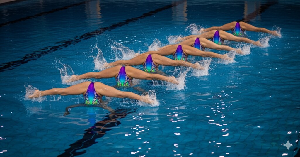 シンクロ　チームの大開脚①