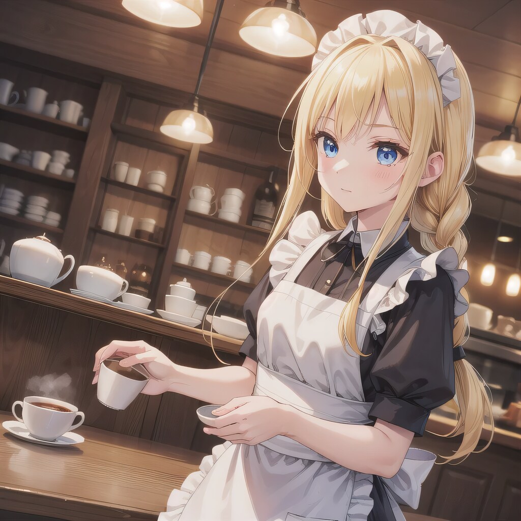 金髪ロングでカフェの少女１０