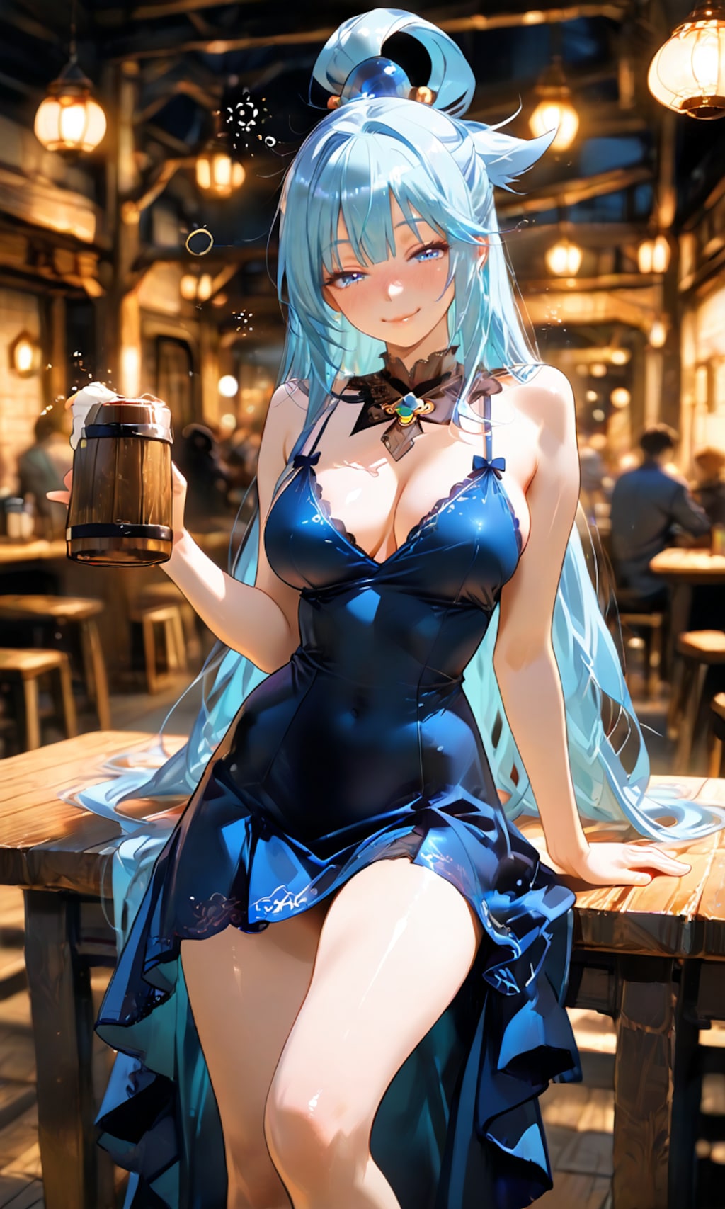 アクア、酒場で乾杯を強要する自称・女神の上機嫌な一杯