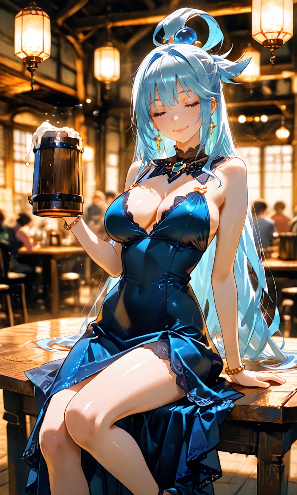 アクア、酒場で乾杯を強要する自称・女神の上機嫌な一杯
