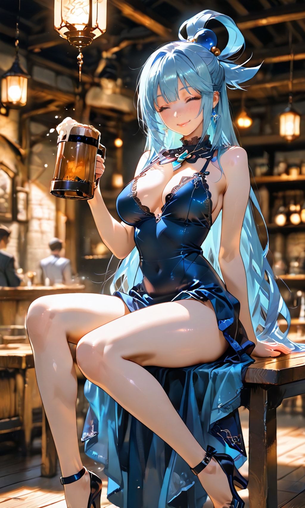 アクア、酒場で乾杯を強要する自称・女神の上機嫌な一杯