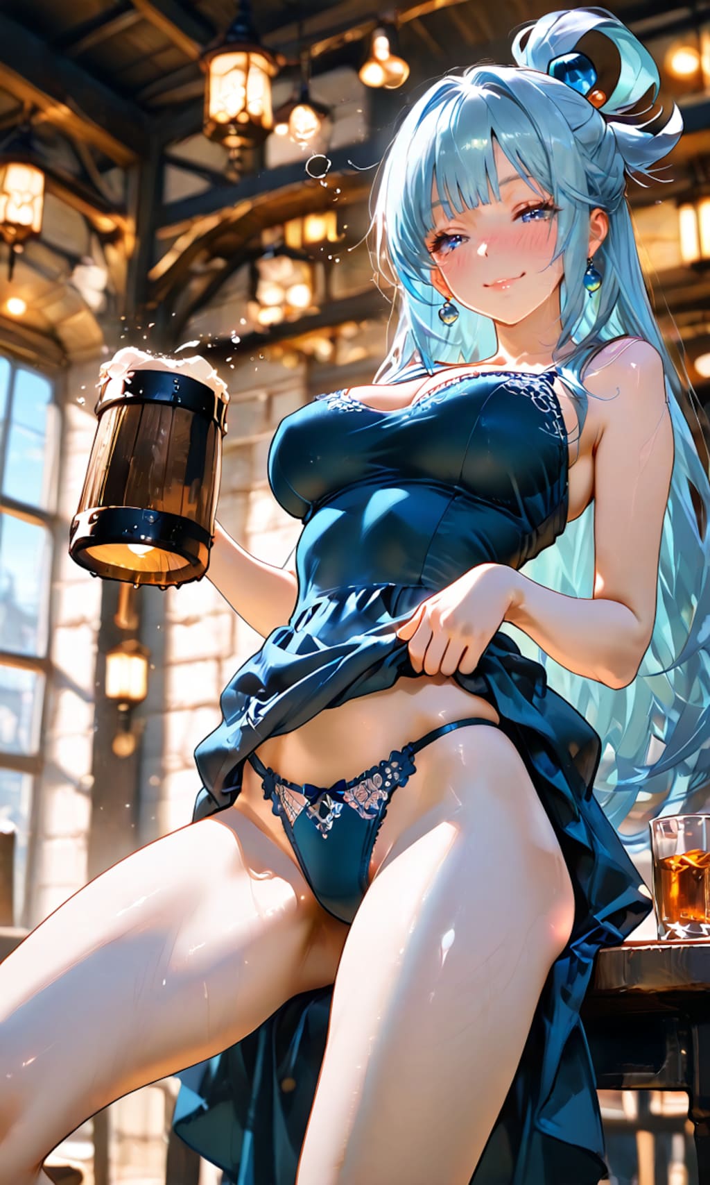 アクア、酒場で乾杯を強要する自称・女神の上機嫌な一杯