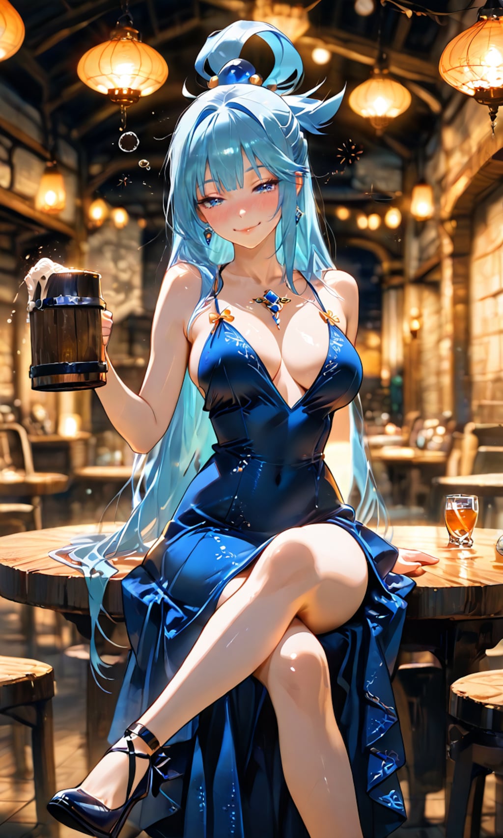 アクア、酒場で乾杯を強要する自称・女神の上機嫌な一杯