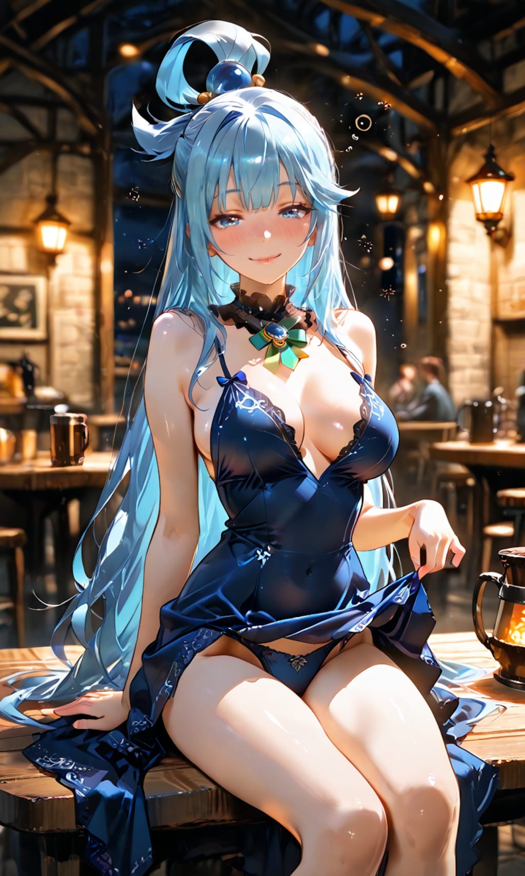 アクア、酒場で乾杯を強要する自称・女神の上機嫌な一杯