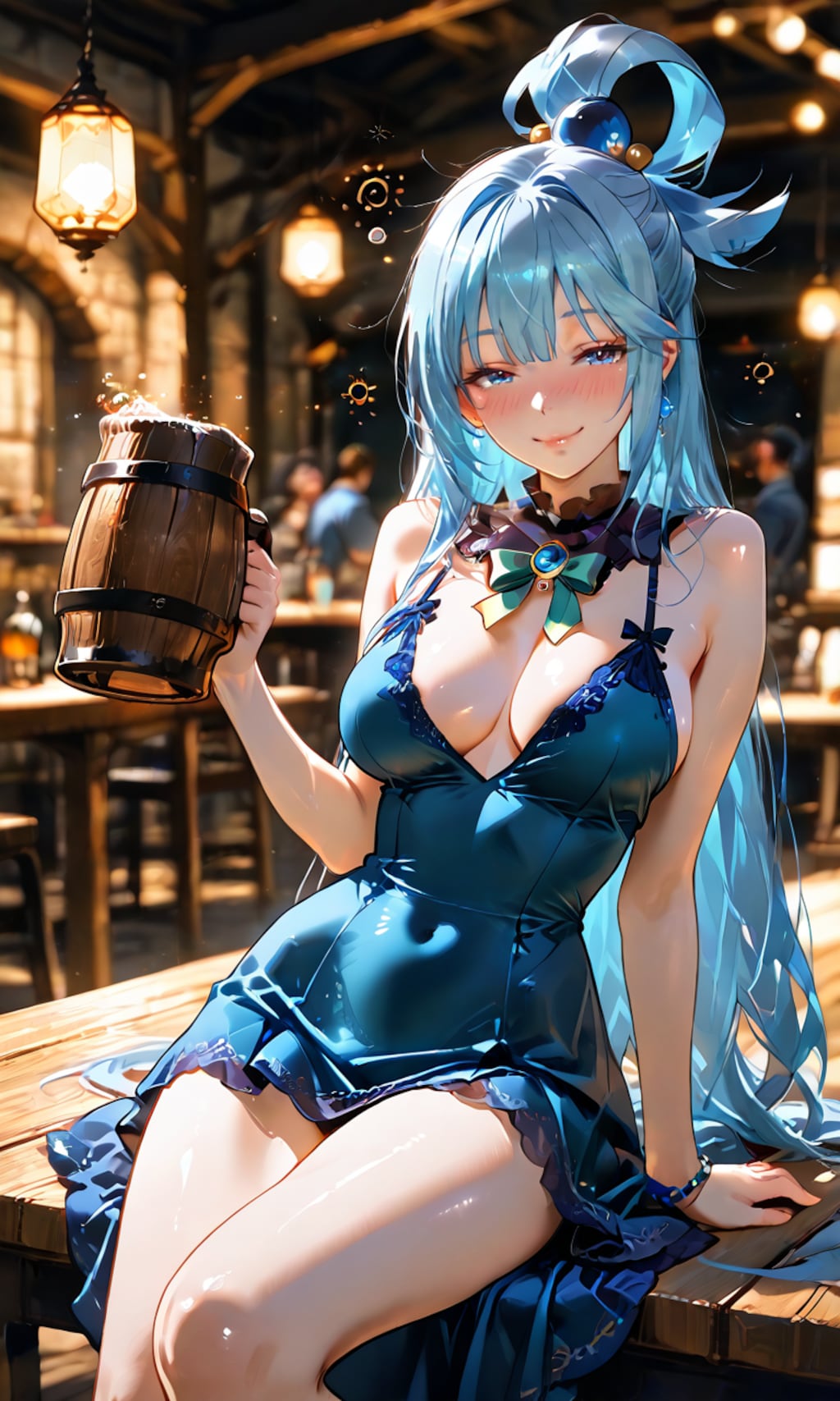 アクア、酒場で乾杯を強要する自称・女神の上機嫌な一杯