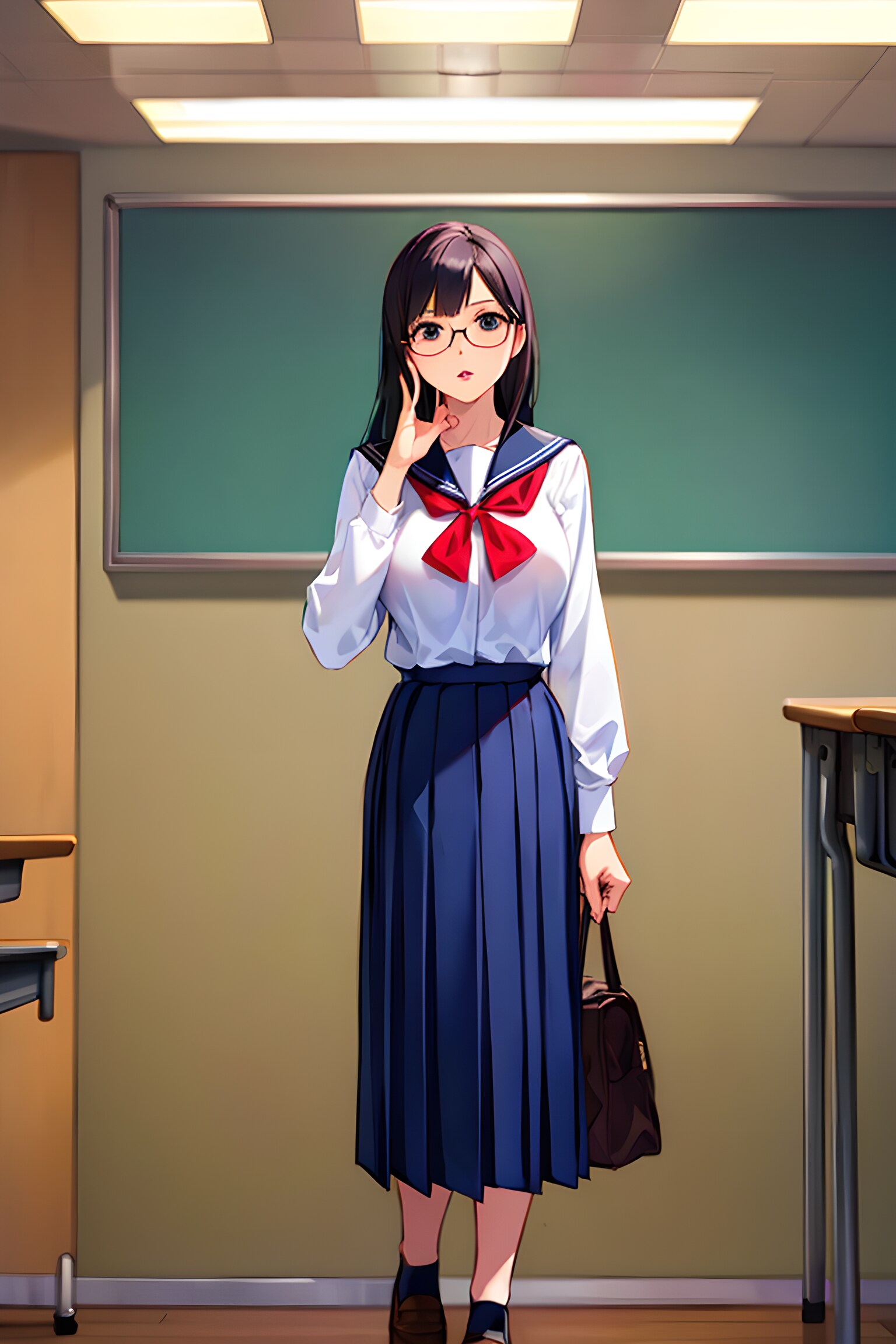 ロングスカート女学生