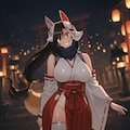 アニメアクリルホラー風夜の神社狐面巫女抜け忍人妻＆地下のマスクキラー 2枚目