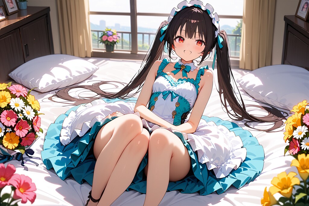 黒髪白ドレス(もう、こんなに買ってきて、どこに飾るのよ…ﾌﾌ)_20250321