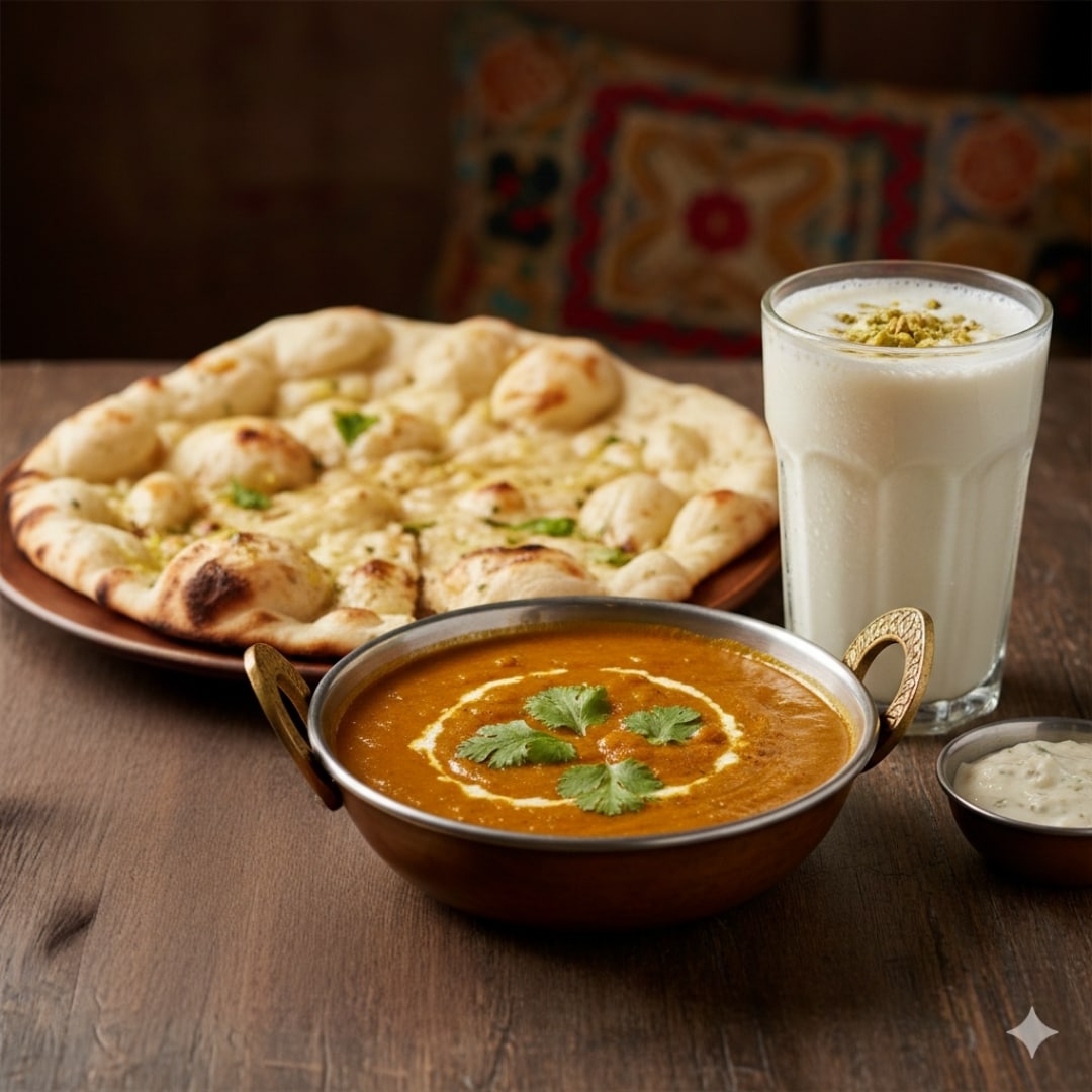 【昼食】ナン、カレー、ラッシー | の人気AIイラスト・グラビア