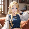 リビングでくつろぐ金髪エルフさん 6枚目